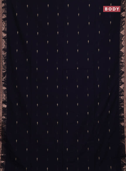 Bengal soft cotton saree navy blue with allover thread woven buttas and zari woven border