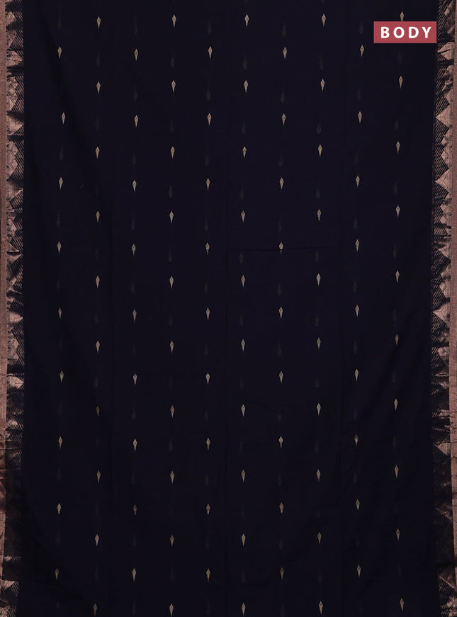 Bengal soft cotton saree navy blue with allover thread woven buttas and zari woven border