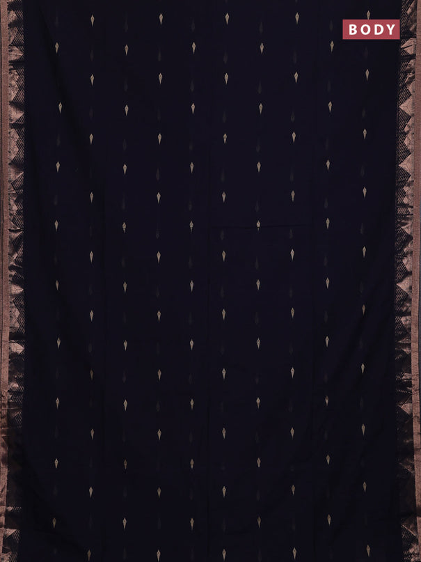 Bengal soft cotton saree navy blue with allover thread woven buttas and zari woven border