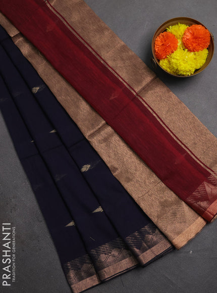 Bengal soft cotton saree purple with allover thread woven buttas and zari woven border