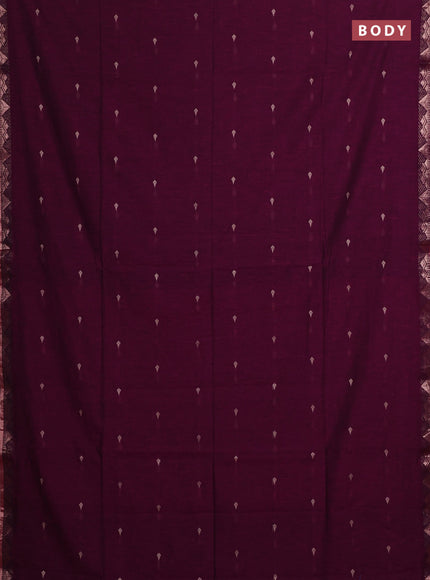 Bengal soft cotton saree purple with allover thread woven buttas and zari woven border