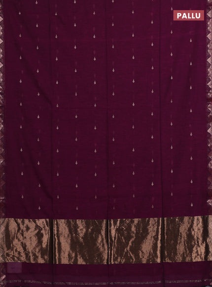 Bengal soft cotton saree purple with allover thread woven buttas and zari woven border