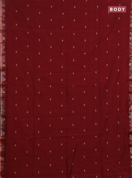 Bengal soft cotton saree maroon with allover thread woven buttas and zari woven border