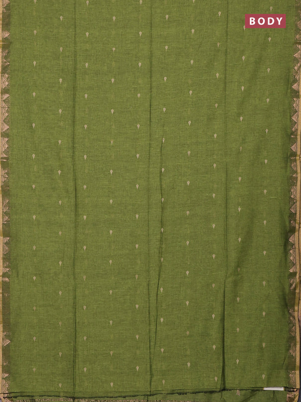Bengal soft cotton saree light green with allover thread woven buttas and zari woven border