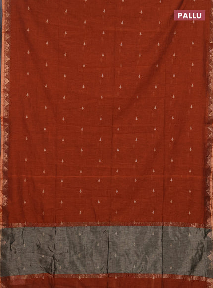 Bengal soft cotton saree orange with allover thread woven buttas and zari woven border