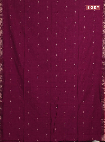 Bengal soft cotton saree magenta pink with allover thread woven buttas and zari woven border