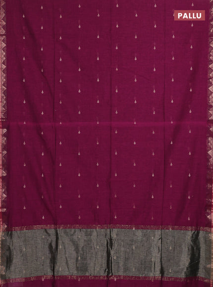 Bengal soft cotton saree magenta pink with allover thread woven buttas and zari woven border