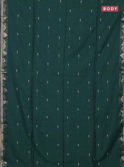 Bengal soft cotton saree green with allover thread woven buttas and zari woven border