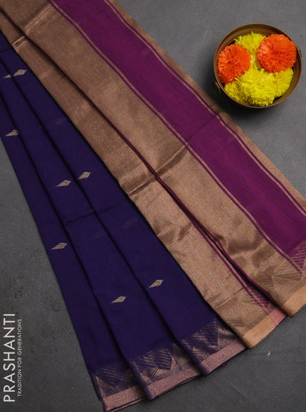 Bengal soft cotton saree violet and purple with allover thread woven buttas and zari woven border