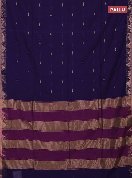Bengal soft cotton saree violet and purple with allover thread woven buttas and zari woven border
