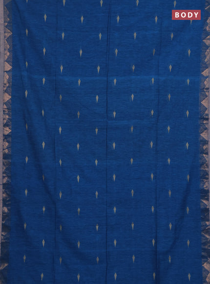 Bengal soft cotton saree cs blue and purple with allover thread woven buttas and zari woven border