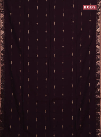 Bengal soft cotton saree deep wine and navy blue with allover thread woven buttas and zari woven border