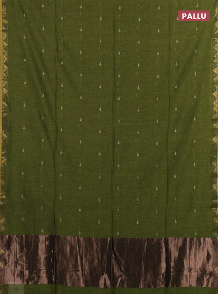Bengal soft cotton saree light green with allover thread woven buttas and zari woven border