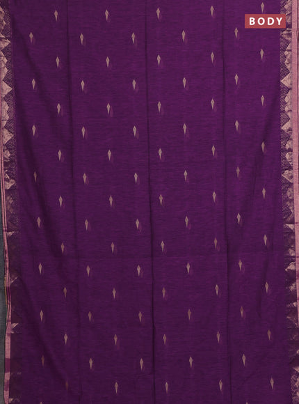 Bengal soft cotton saree purple and teal green with allover thread woven buttas and zari woven border