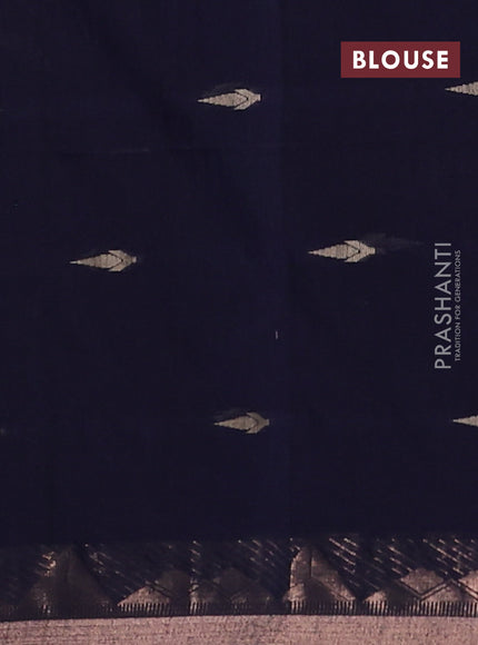 Bengal soft cotton saree navy blue and maroon with allover thread woven buttas and zari woven border
