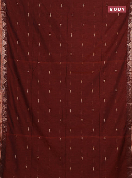 Bengal soft cotton saree rust shade with allover thread woven buttas and zari woven border