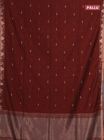 Bengal soft cotton saree rust shade with allover thread woven buttas and zari woven border