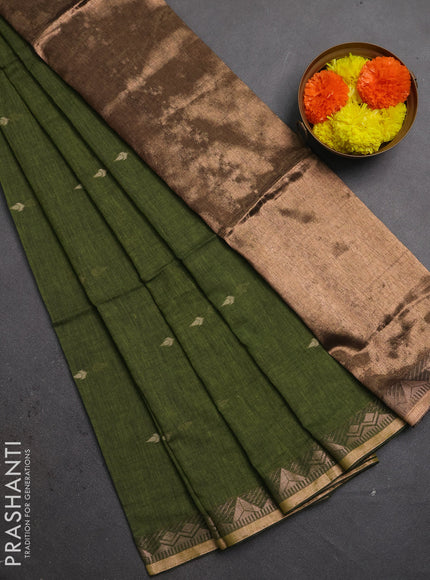 Bengal soft cotton saree light green with allover thread woven buttas and zari woven border