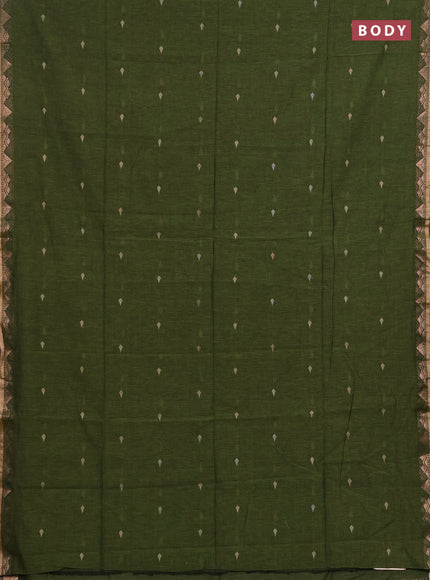 Bengal soft cotton saree light green with allover thread woven buttas and zari woven border