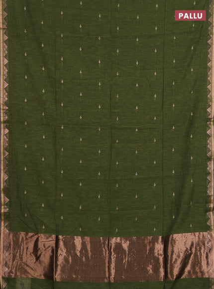 Bengal soft cotton saree light green with allover thread woven buttas and zari woven border