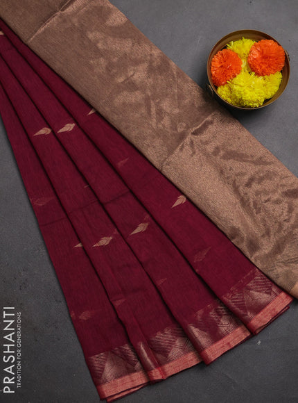 Bengal soft cotton saree pink with allover thread woven buttas and zari woven border