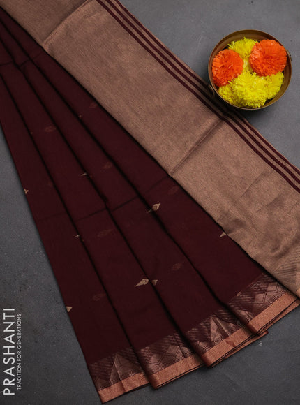 Bengal soft cotton saree deep maroon with allover thread woven buttas and zari woven border