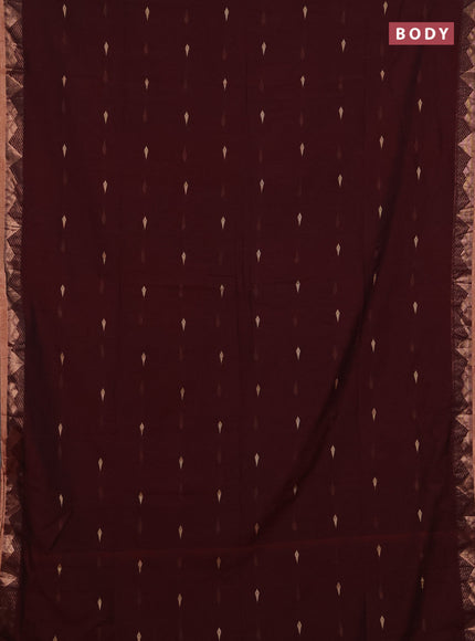 Bengal soft cotton saree deep maroon with allover thread woven buttas and zari woven border