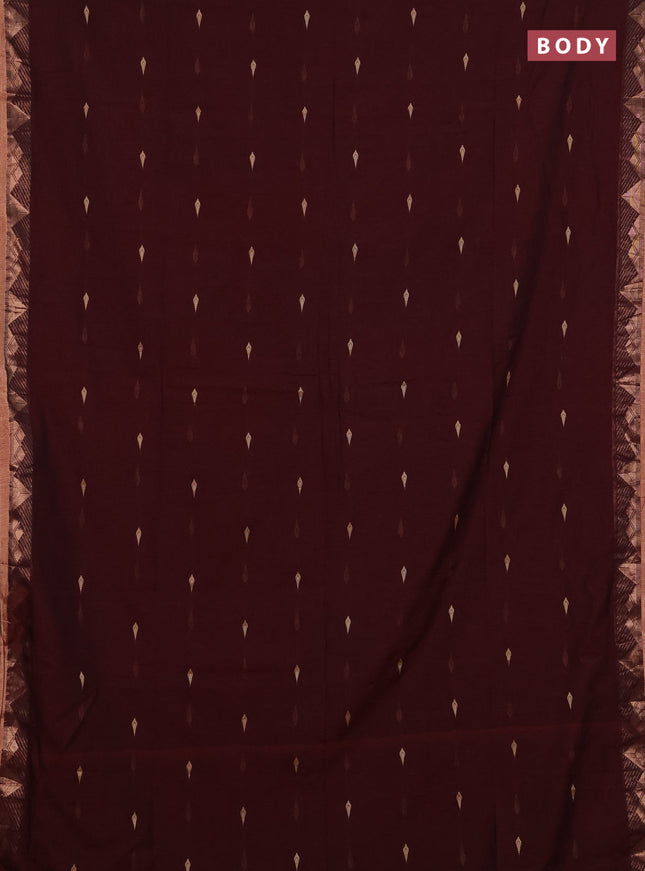 Bengal soft cotton saree deep maroon with allover thread woven buttas and zari woven border