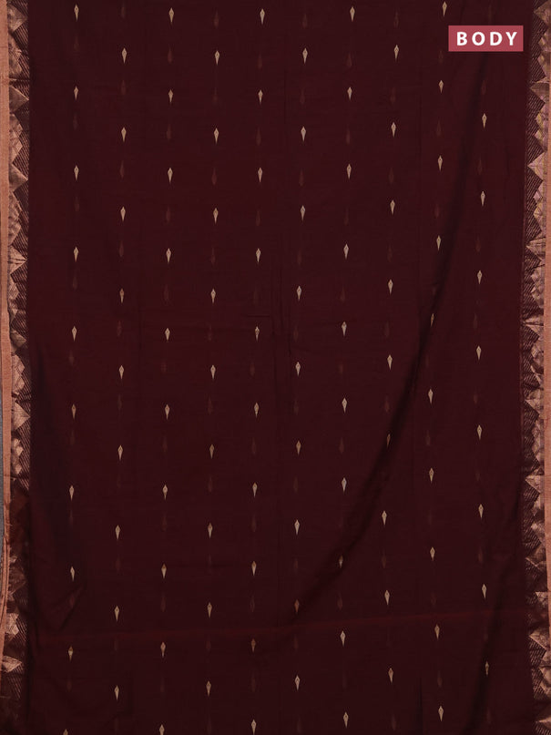 Bengal soft cotton saree deep maroon with allover thread woven buttas and zari woven border