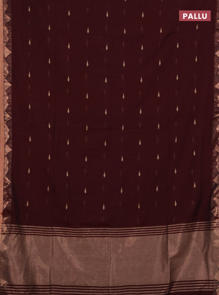 Bengal soft cotton saree deep maroon with allover thread woven buttas and zari woven border