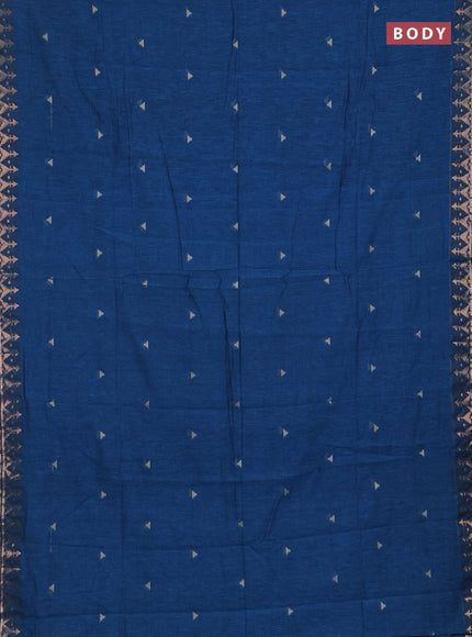 Bengal soft cotton saree cs blue with allover thread woven buttas and zari woven border