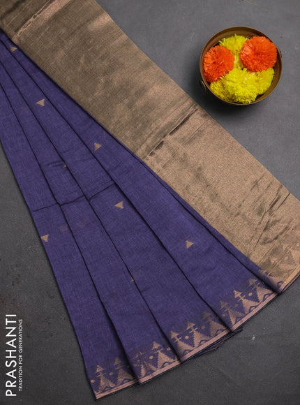 Bengal soft cotton saree lavender with allover thread woven buttas and zari woven border