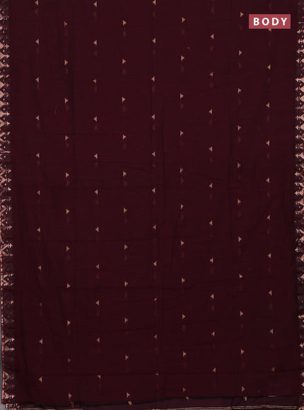 Bengal soft cotton saree deep maroon with allover thread woven buttas and zari woven border