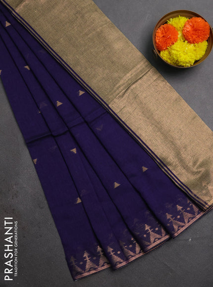 Bengal soft cotton saree violet with allover thread woven buttas and zari woven border