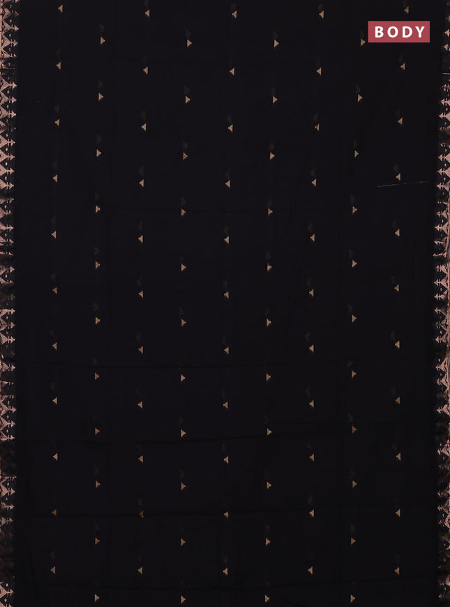 Bengal soft cotton saree black with allover thread woven buttas and zari woven border