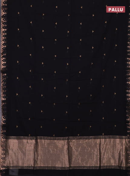 Bengal soft cotton saree black with allover thread woven buttas and zari woven border