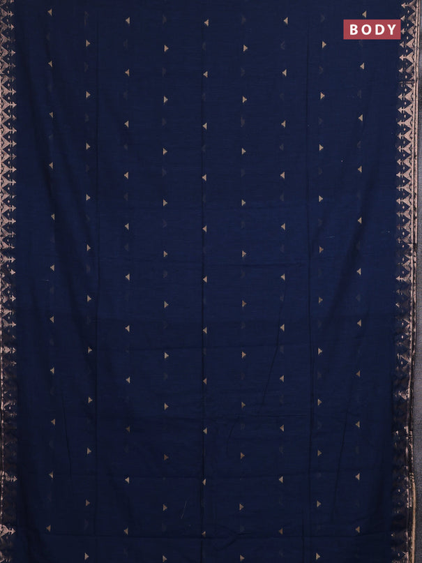 Bengal soft cotton saree peacock blue with allover thread woven buttas and zari woven border
