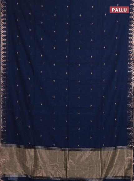 Bengal soft cotton saree peacock blue with allover thread woven buttas and zari woven border