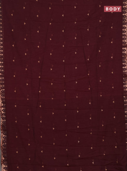 Bengal soft cotton saree deep maroon with allover thread woven buttas and zari woven border