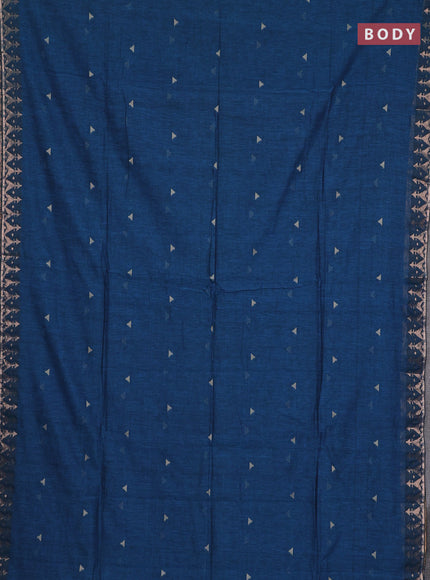 Bengal soft cotton saree cs blue with allover thread woven buttas and zari woven border