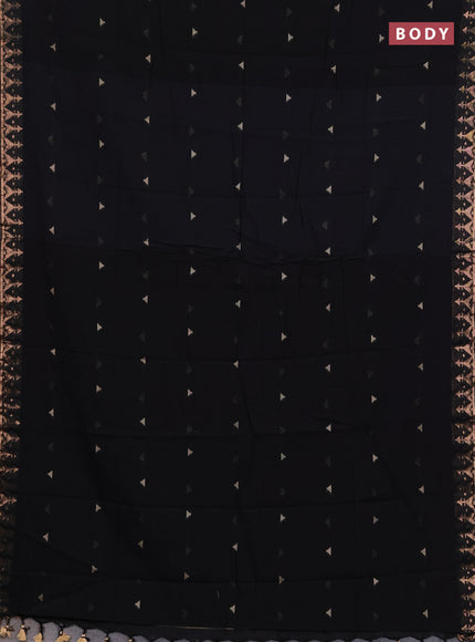 Bengal soft cotton saree black with allover thread woven buttas and zari woven border