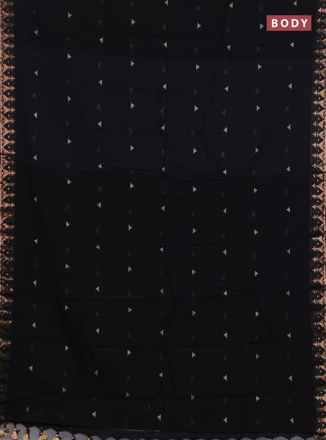 Bengal soft cotton saree black with allover thread woven buttas and zari woven border