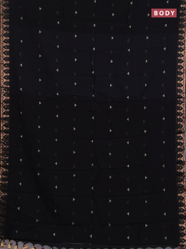 Bengal soft cotton saree black with allover thread woven buttas and zari woven border
