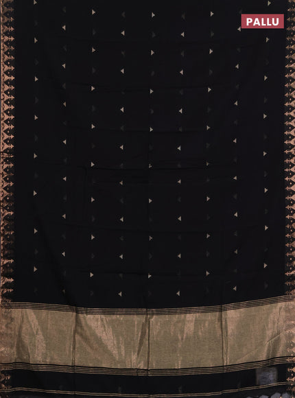 Bengal soft cotton saree black with allover thread woven buttas and zari woven border