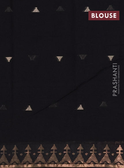 Bengal soft cotton saree black with allover thread woven buttas and zari woven border