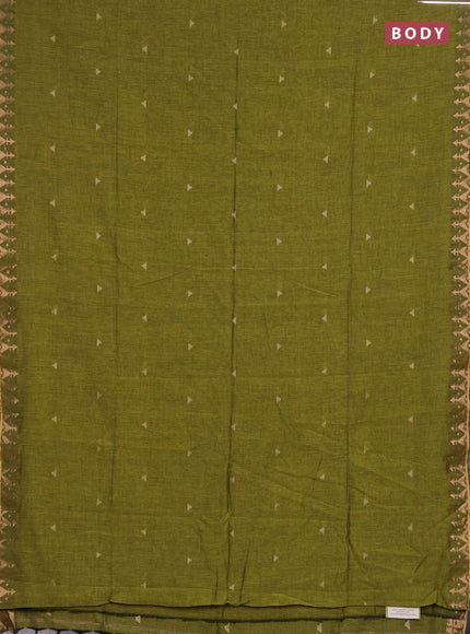 Bengal soft cotton saree light green with allover thread woven buttas and zari woven border