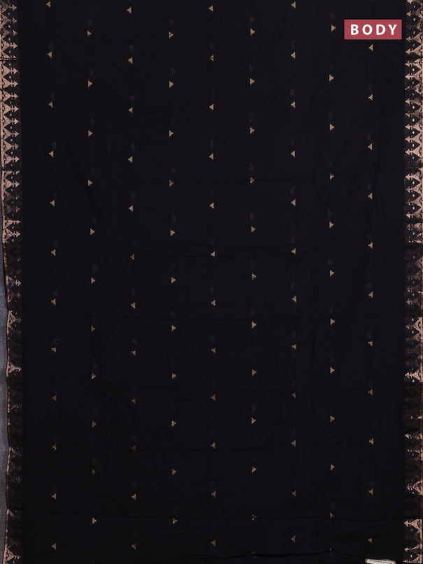 Bengal soft cotton saree black with allover thread woven buttas and zari woven border