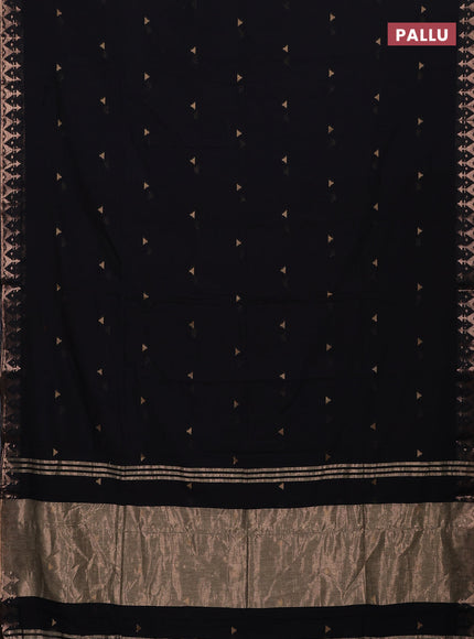 Bengal soft cotton saree black with allover thread woven buttas and zari woven border