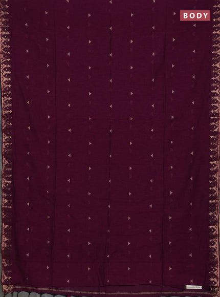 Bengal soft cotton saree magenta pink with allover thread woven buttas and zari woven border