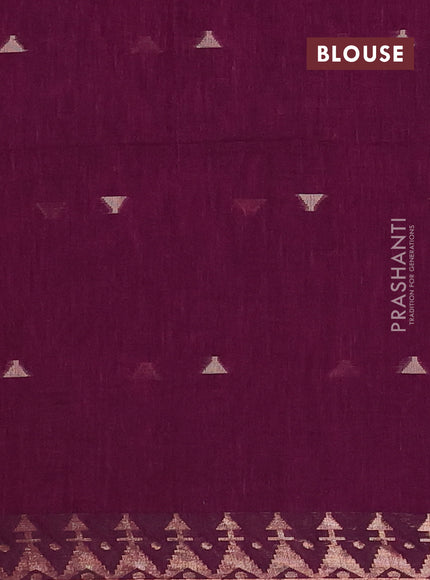 Bengal soft cotton saree magenta pink with allover thread woven buttas and zari woven border